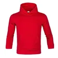 Classic solid red men's fleece hooded sweatshirt featuring a front kangaroo pocket design - S / Tops / Red