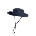 Dark navy blue outdoor Boonie hat featuring a wide brim and adjustable chin strap design - L(58-60cm) / Four-Hole Bucket Hat / Navy Blue
