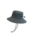 Sombrero boonie gris exterior con ala ancha y barbijo ajustable para senderismo - L(58-60cm) / Sombrero Pescador de Cuatro Agujeros / Gris oscuro