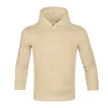 Classic beige men's blank hooded sweatshirt made with premium soft fleece material - Khaki