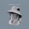 Light gray outdoor sun hat with face cover and quick-dry fabric - Adjustable / Light Gray (WHHT565)