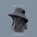 Outdoor quick-dry fisherman hat with face and neck protection for sun UV blocking - Adjustable / Dark Gray (WHHT565)