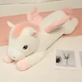 Cute white and pink prone Pegasus plush toy with wings for girls sleeping comfort doll - White / 50cm