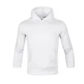 Plain white fleece pullover hoodie for men, casual long sleeve sweatshirt with pocket - White