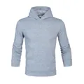 Essential men's pullover fleece hoodie in light grey featuring a front kangaroo pocket - Gray