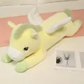 Adorable pale yellow flying horse plush toy in a lying pose with soft white wings - Yellow / 50cm