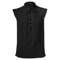 Vue détaillée d'une chemise noire sans manches médiévale avec laçage à l'avant - S / Hauts / Noir