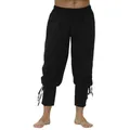 Black medieval renaissance pants featuring lace-up ankle details for steampunk look. - M / Black