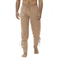 Middeleeuwse Renaissance vetersluiting broek in kaki voor een steampunk drama show - M / Bottoms / Khaki
