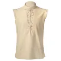 Vue détaillée d'une chemise médiévale sans manches à lacets pour costume. - S / Hauts / Beige
