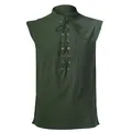 Chemise de la Renaissance médiévale sans manches avec laçage en tissu vert foncé - S / Hauts / Vert Foncé