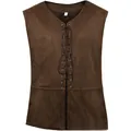 Gilet à lacets médiéval Renaissance pirate steampunk pour homme en imitation daim marron fini - S / Hauts / Brun Foncé