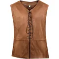Gilet de pirate steampunk de la Renaissance médiévale pour hommes avec laçage avant - S / Hauts / Marron
