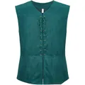 Gilet vintage médiéval de la Renaissance pour hommes en daim vert avec laçage style pirate - S / Hauts / Vert