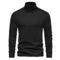Classic black men's long-sleeve turtleneck sweater made of premium soft knit fabric - L / Tops / Black