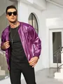 Chaqueta bomber metálica morada hombre ideal para fiesta disco años 70 o eventos navidad - Púrpura