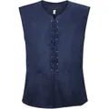 Gilet de pirate steampunk médiéval bleu marine pour homme avec laçage sur le devant - S / Hauts / Bleu marine
