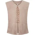 Gilet médiéval de style Renaissance pour hommes en similicuir suédé avec lacets marron - S / Hauts / Blanc Cassé