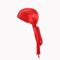 Solid red silky satin durag headwrap for pirate party and Halloween costume accessories - Pirate Hat / Red