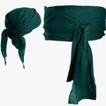 Bandana de pirate en lin vert foncé avec ceinture écharpe assortie pour costume d'Halloween - Bandana Et Écharpe / Vert