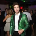 Groene pailletten blazer voor heren, perfect voor podiumoptredens en chique feesten - Groen