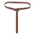 Mittelalterlicher geprägter brauner Ledergürtel mit Keltenknoten und Ring-Schnalle - Gürtel mit Keltischer Knoten-Reliefprägung / Einheitsgröße / Dunkelbraun