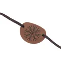 Premium Augenklappe aus braunem Leder mit Wikinger-Aegishjalmur-Symbol für Halloween - Einheitsgröße / Augenklappe mit Aegishjalmur-Rune (Stil 1) / Braun