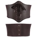 Retro dunkelbrauner Miedergürtel, perfektes Accessoire für Oktoberfest und Halloween-Kostüme - Einheitsgröße / Retro Elastischer Schnürkorsettgürtel / Dunkelbraun