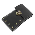 Schwarze Vintage-Hüfttasche aus Kunstleder mit Nieten für bayerische Tracht - Einheitsgröße / Retro Nietengürteltasche / Schwarz