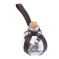 Klassische Zaubertrankflasche aus Glas mit braunem Lederriemen für Kostümzubehör - Einheitsgröße / Sphärische Glastrankflasche (Dunkelbraunes Lederholster)