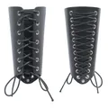 Retro mittelalterliche schwarze Kunstleder Armschienen zum Schnüren für Kostüme - Schnürarmschiene mit Ösen / Einzelstück / Schwarz
