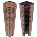 Mittelalterliche braune Armschienen aus Kunstleder mit geprägtem Lebensbaum-Design - Lebensbaum Rune geprägte Armschiene / Einzelstück / Braun