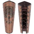Mittelalterliche Wikinger Armschienen aus Kunstleder mit Vegvisir-Symbol für Halloween Kostüm - Wikinger Kompass Armschienen (11) / Einzelstück / Braun