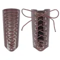 Klassische braune Kunstleder-Armschienen mit verstellbarer Schnürung für Cosplay-Kostüme - Retro Schnürarmschienen (16) / Einzelstück / Kaffeebraun