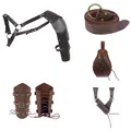 Mittelalter-Wikinger-Kostümzubehörset aus Kunstleder mit Schulterpanzer und Gürtel - Einheitsgröße / 5-teiliges Set / Braun