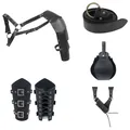 Premium Mittelalter-Rüstungsset aus schwarzem Leder für Halloween-Kostüme Erwachsene - Einheitsgröße / 5-teiliges Set / Schwarz