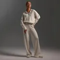 Elegant off-white two-piece lounge set with polo collar pullover and wide-leg pants - S / Top And Bottom (yq017) / Off White