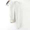 Detalle de pantalones grises con forro polar grueso y cordón de ajuste para invierno - S / Bottoms / Blanco