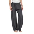 Macro view of girls' dark grey cotton linen wide leg trousers featuring drawstring waist - Bottoms / Dark Gray / 110cm