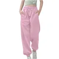 Vista detallada de pantalones de chándal rosas holgados para niños con cordón - Rosa Loto