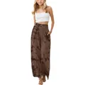Casual girls brown wide-leg linen trousers featuring a drawstring waist and side pockets - Bottoms / Dark Brown / 110cm