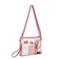 Transparent PVC crossbody bag with pink trim and adjustable strap for women, clear travel pouch - Pink