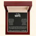 Elegante Schmuckschatulle aus Mahagoni mit emotionaler To My Wife Botschaftskarte - Holztextur-Geschenkbox + Englische Karte / 8.5*8.5*3cm