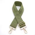 5cm wide green jacquard replacement bag strap with gold metal hooks and adjustable length - Silver Clasp / 21-Bean Green