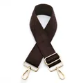 Adjustable 5cm wide dark brown bag strap with geometric pattern and gold metal clasps - Silver Clasp / Brown