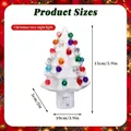 Weiße Weihnachtsbaum-Nachtlampe mit bunten Steinen und Größenangaben im Detail - Kartonverpackung / Weiße Weihnachtsbaum (UK-Stecker)