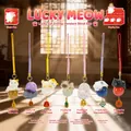 Cute cat resin figurine blind box charms with colorful faux gemstone base ornaments - Meow Fortune Energy - Full Set