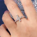 Elegant 14k gold plated cross ring featuring round cubic zirconia stones for women - US 5 / Cross Ring / Silver