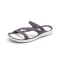 Detailed side view of minimalist dark purple flat sandals with white sole for summer wear - 36 / Purple