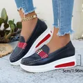 Detailed side view of women's platform loafers showing the 5cm thick sole height - 36 / Red